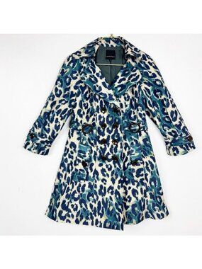 Nanette Lepore Leopard Print Trench Coat size 6